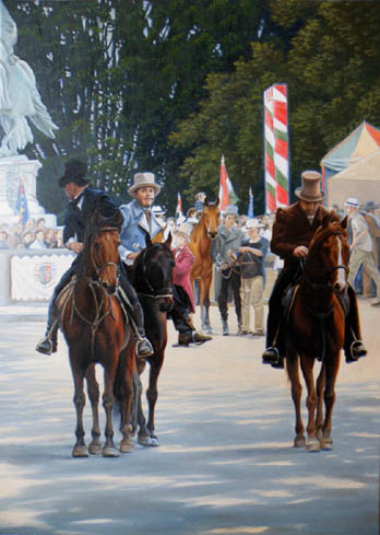 oil horse painting, horse-feast in budapest